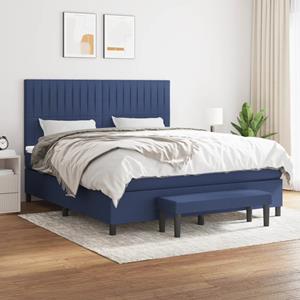 VidaXL Boxspring met matras stof blauw 160x200 cm