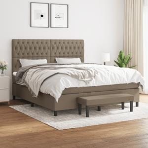 VidaXL Boxspring met matras stof taupe 180x200 cm