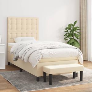 VidaXL Boxspring met matras stof crèmekleurig 90x190 cm