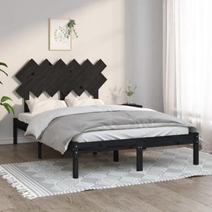 VidaXL Bedframe massief hout zwart 120x190 cm