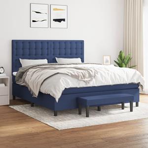 VidaXL Boxspring met matras stof blauw 180x200 cm