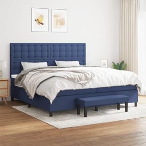 VidaXL Boxspring met matras stof blauw 200x200 cm