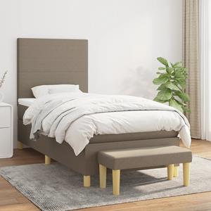 VidaXL Boxspring met matras stof taupe 90x200 cm