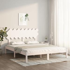 VidaXL Bedframe massief hout wit 160x200 cm