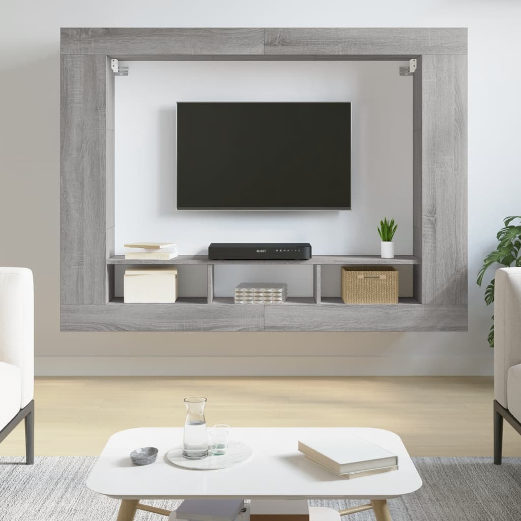 VidaXL Tv-meubel 152x22x113 cm bewerkt hout grijs sonoma eikenkleurig