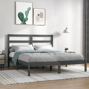 VidaXL Bedframe massief hout grijs 135x190 cm