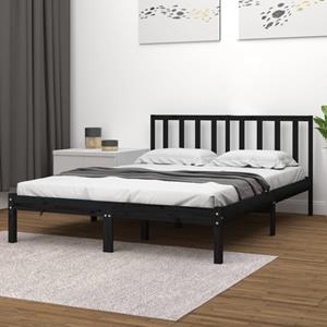 VidaXL Bedframe massief grenenhout zwart 120x190 cm