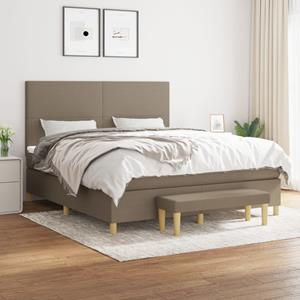 VidaXL Boxspring met matras stof taupe 160x200 cm