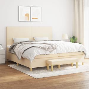 VidaXL Boxspring met matras stof crèmekleurig 200x200 cm