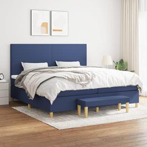 VidaXL Boxspring met matras stof blauw 200x200 cm