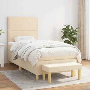 VidaXL Boxspring met matras stof crèmekleurig 90x190 cm