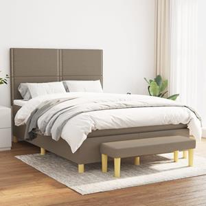 VidaXL Boxspring met matras stof taupe 140x190 cm