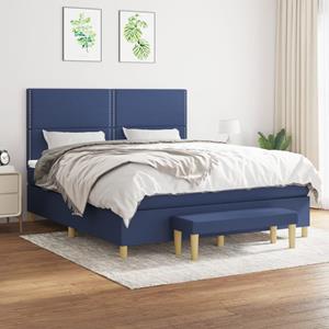 VidaXL Boxspring met matras stof blauw 160x200 cm