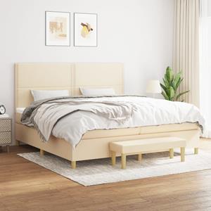 VidaXL Boxspring met matras stof crèmekleurig 200x200 cm