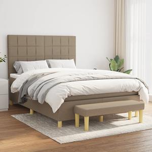 VidaXL Boxspring met matras stof taupe 140x190 cm