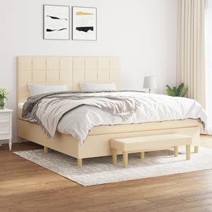 VidaXL Boxspring met matras stof crèmekleurig 180x200 cm