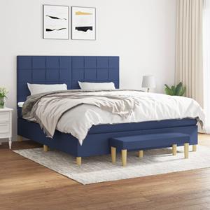 VidaXL Boxspring met matras stof blauw 180x200 cm