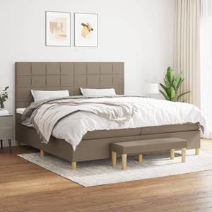 VidaXL Boxspring met matras stof taupe 200x200 cm