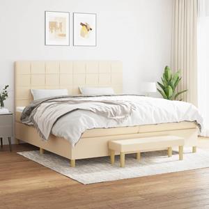 VidaXL Boxspring met matras stof crèmekleurig 200x200 cm