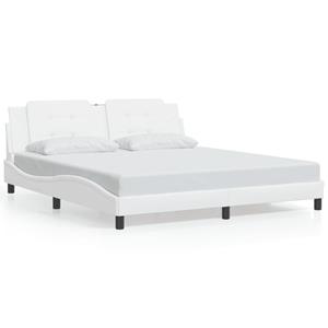 VidaXL Bedframe met hoofdbord kunstleer wit 180x200 cm