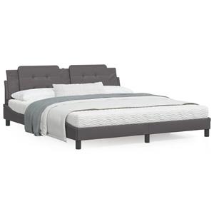 VidaXL Bedframe met hoofdbord kunstleer grijs 180x200 cm