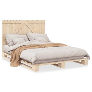 VidaXL Bedframe met hoofdbord massief grenenhout wit 140x200 cm