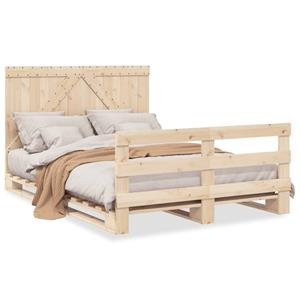 VidaXL Bedframe met hoofdbord massief grenenhout wit 140x200 cm