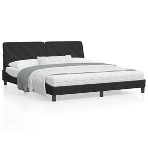 VidaXL Bedframe met hoofdeinde fluweel zwart 180x200 cm