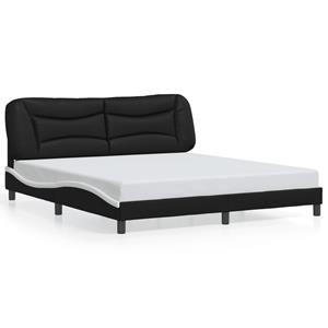 VidaXL Bedframe met hoofdbord kunstleer zwart en wit 180x200 cm