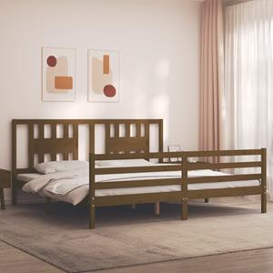 VidaXL Bedframe met hoofdbord massief hout honingbruin 200x200 cm