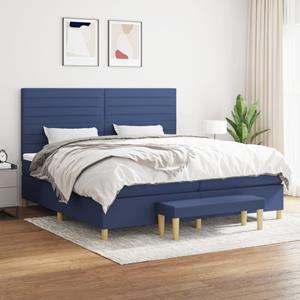 VidaXL Boxspring met matras stof blauw 200x200 cm