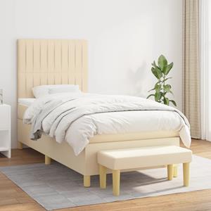 VidaXL Boxspring met matras stof crèmekleurig 90x190 cm