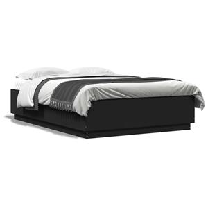 VidaXL Bedframe met LED-verlichting bewerkt hout zwart 150x200 cm