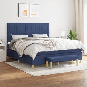 VidaXL Boxspring met matras stof blauw 160x200 cm