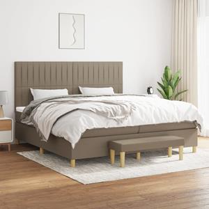 VidaXL Boxspring met matras stof taupe 200x200 cm