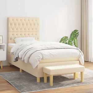 VidaXL Boxspring met matras stof crèmekleurig 90x190 cm