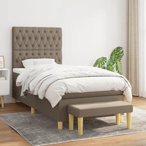 VidaXL Boxspring met matras stof taupe 90x200 cm