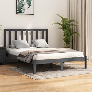 VidaXL Bedframe massief grenenhout grijs 135x190 cm