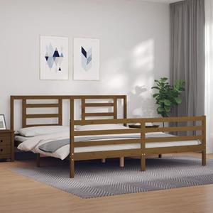 VidaXL Bedframe met hoofdbord massief hout honingbruin 200x200 cm