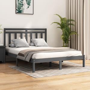 VidaXL Bedframe massief hout grijs 135x190 cm