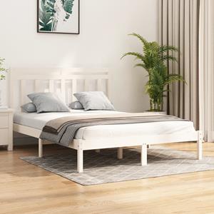 VidaXL Bedframe massief hout wit 140x190 cm