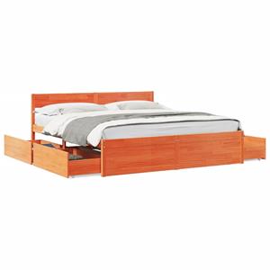 VidaXL Bedframe met lades massief grenenhout wasbruin 200x200 cm