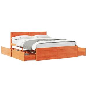 VidaXL Bedframe met lades massief grenenhout wasbruin 160x200 cm