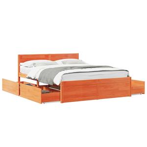 VidaXL Bedframe met lades massief grenenhout wasbruin 150x200 cm