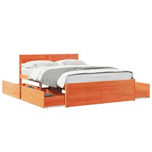 VidaXL Bedframe met lades massief grenenhout wasbruin 120x200 cm