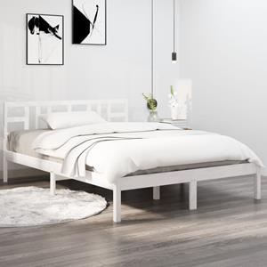 VidaXL Bedframe massief hout wit 135x190 cm