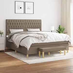 VidaXL Boxspring met matras stof taupe 180x200 cm