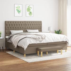 VidaXL Boxspring met matras stof taupe 200x200 cm