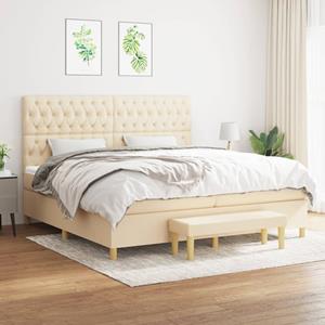 VidaXL Boxspring met matras stof crèmekleurig 200x200 cm