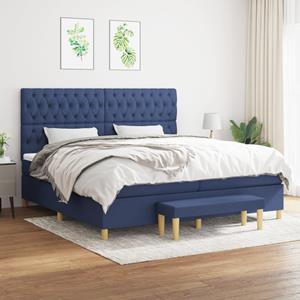 VidaXL Boxspring met matras stof blauw 200x200 cm